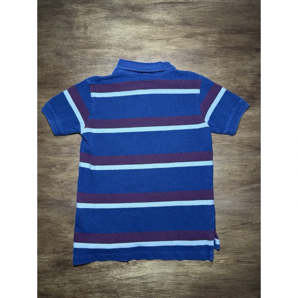 Polo by Ralph Lauren Boys Sz‎ 5 Blue Maroon Striped Short Sleeve Shirt